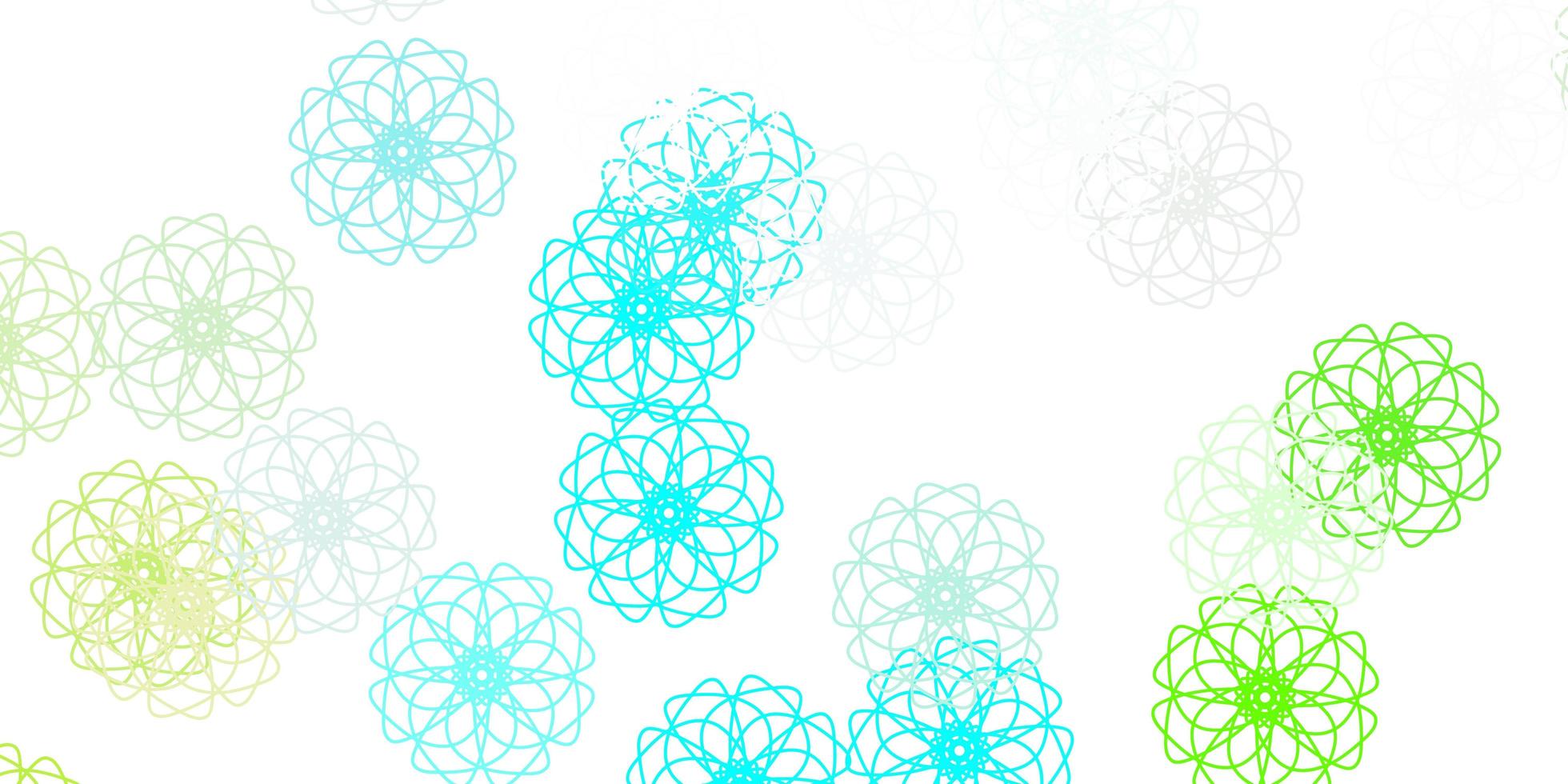 natürlicher Hintergrund des hellblauen, grünen Vektors mit Blumen. vektor