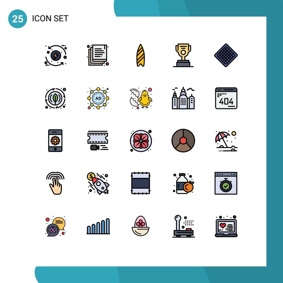 grupp av 25 fylld linje platt färger tecken och symboler för mat kopp rekreation tilldela jobb redigerbar vektor design element