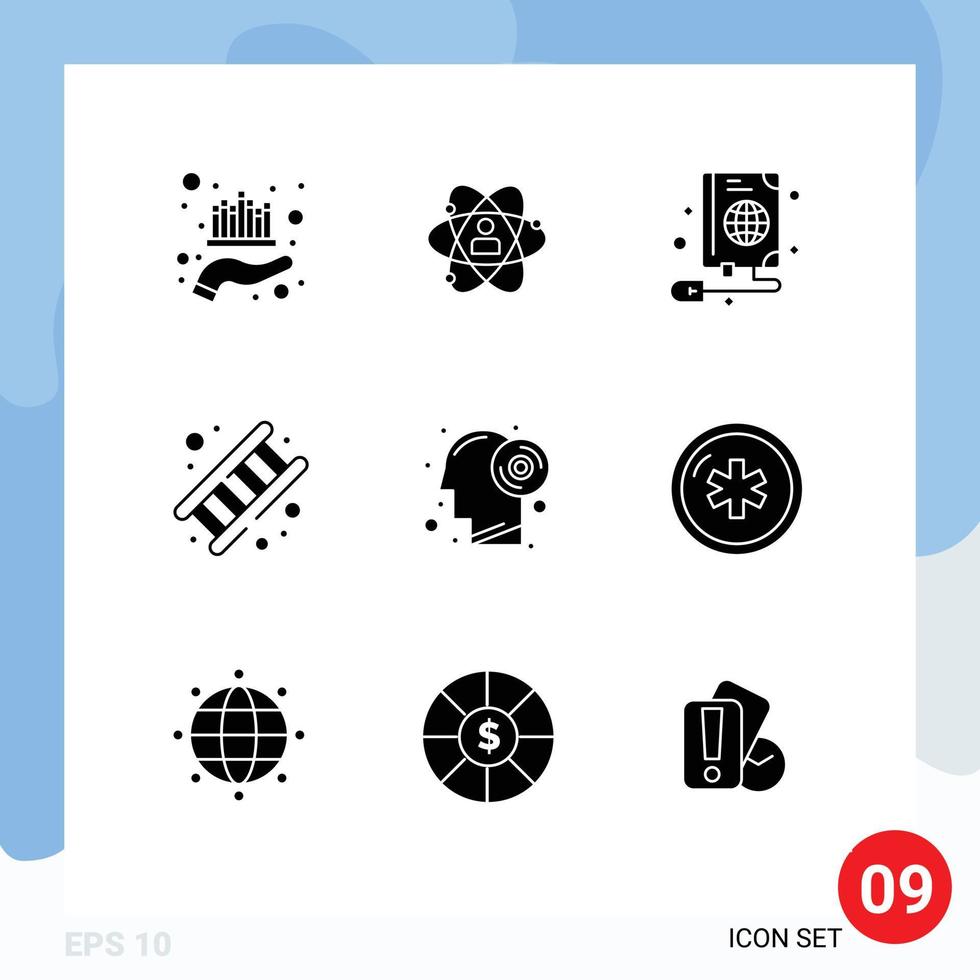 uppsättning av 9 modern ui ikoner symboler tecken för brandman klot person webb mus redigerbar vektor design element