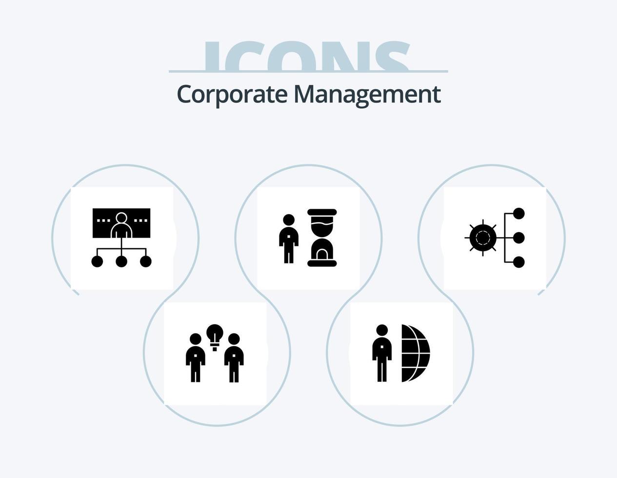 Corporate Management Glyph Icon Pack 5 Icon Design. Verwaltung. Uhr. Person. Organisation. Führung vektor