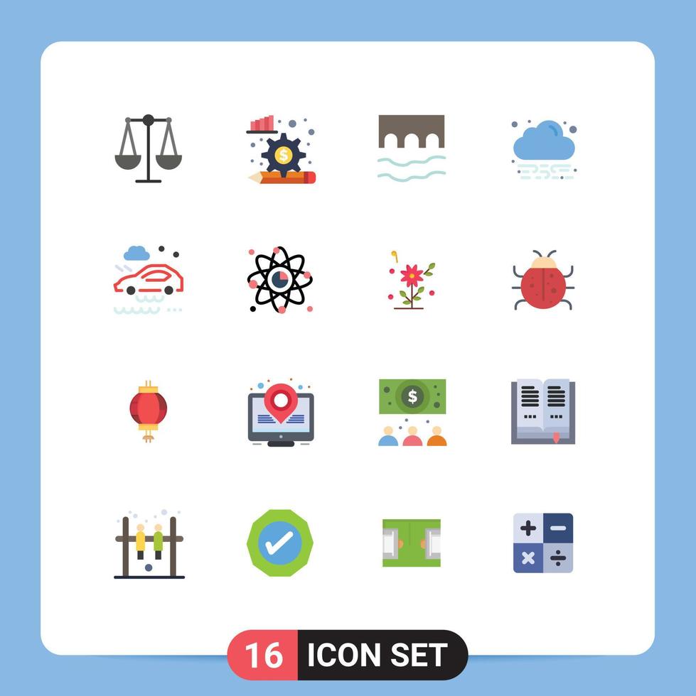 16 universelle flache Farben für Web- und mobile Anwendungen Regen schlechte Wetterbedingungen Cross Cloud Energy editierbares Paket kreativer Vektordesign-Elemente vektor