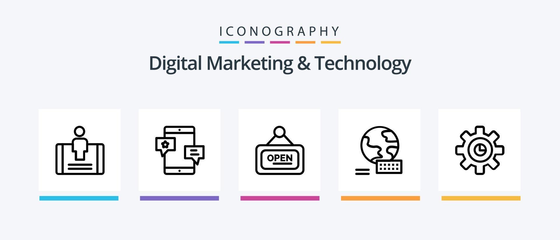 Symbolpaket für digitales Marketing und Technologielinie 5, einschließlich Mann. Handy, Mobiltelefon. Plattform. Engagement. Tablette. kreatives Symboldesign vektor