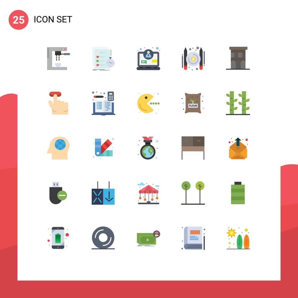 grupp av 25 platt färger tecken och symboler för författare betald kolla upp artiklar digital redigerbar vektor design element