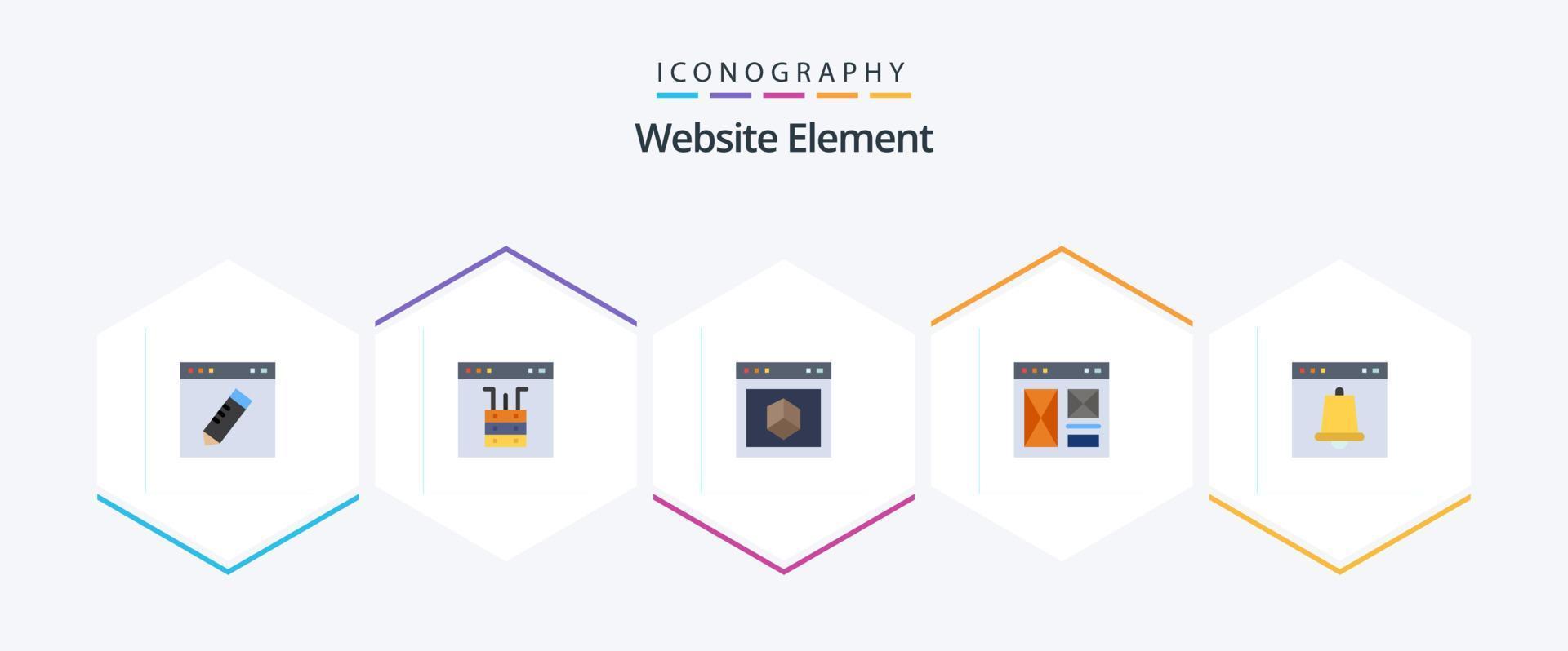 Website-Element 25 Flat Icon Pack inklusive Internet. Browser. Seite. Seite? ˅. Element vektor