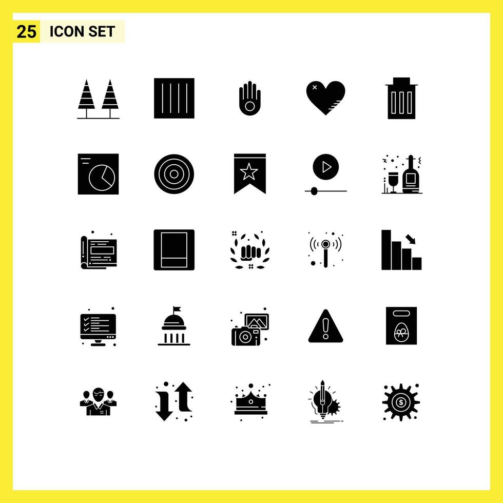 25 universell fast glyf tecken symboler av Rapportera tycka om torr kärlek handflatan redigerbar vektor design element