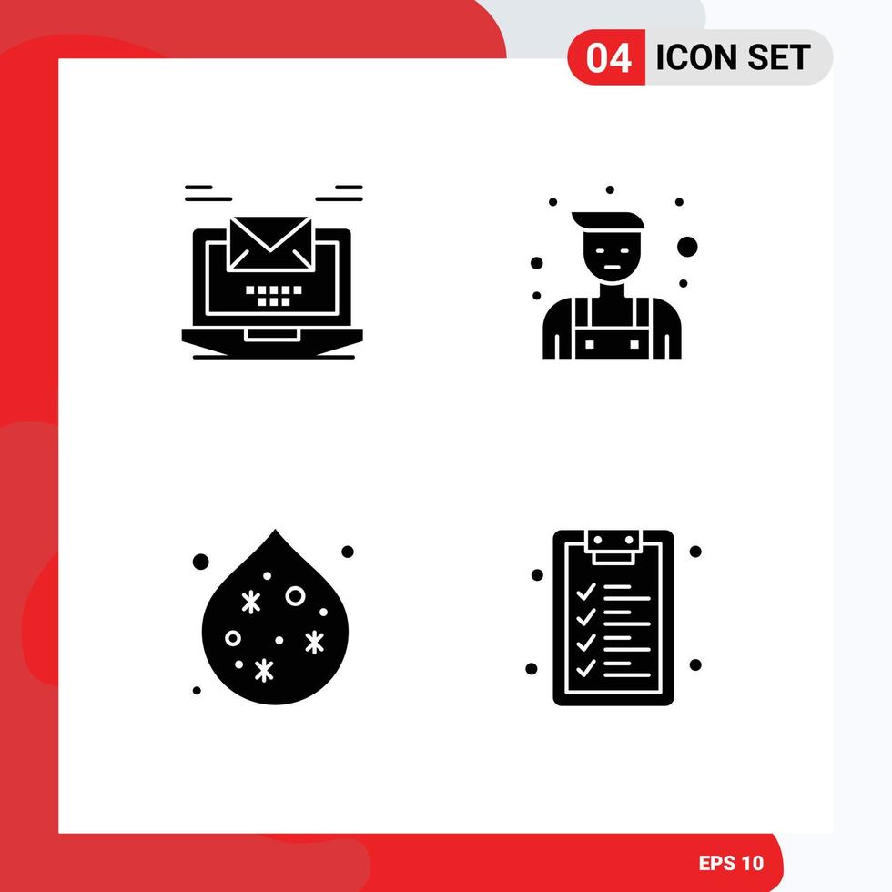 uppsättning av 4 modern ui ikoner symboler tecken för dator avfall e-post låssmed checklista redigerbar vektor design element