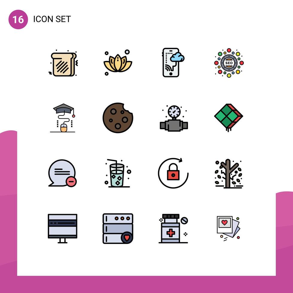 satz von 16 modernen ui-symbolen symbolzeichen für online-mausverbindung seo-paketoptimierung editierbare kreative vektordesignelemente vektor