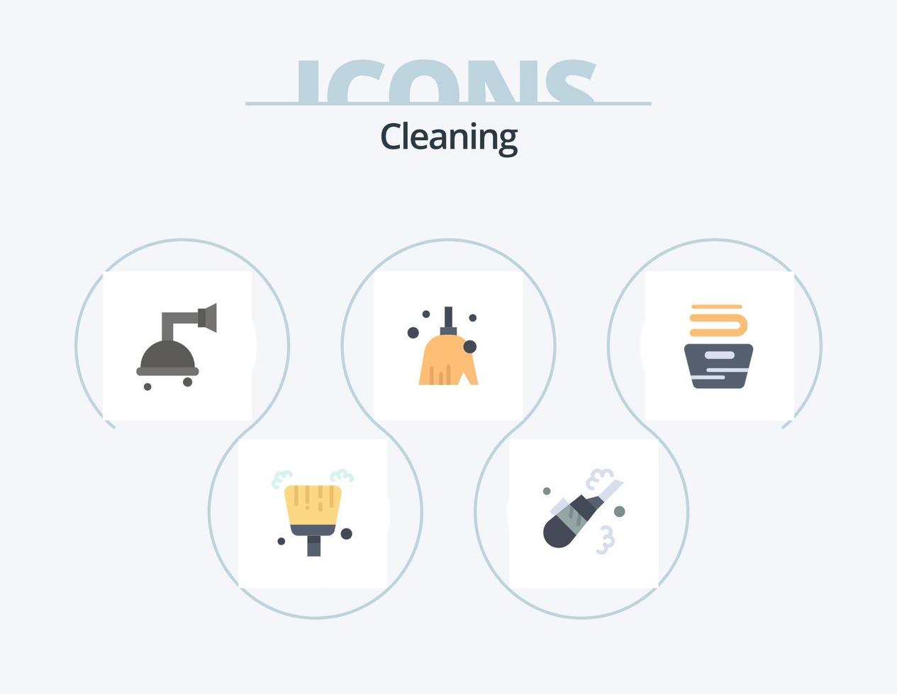 Reinigung flaches Icon Pack 5 Icon Design. Waschen. Kleider. sauber. Reinigung. Reinigung vektor