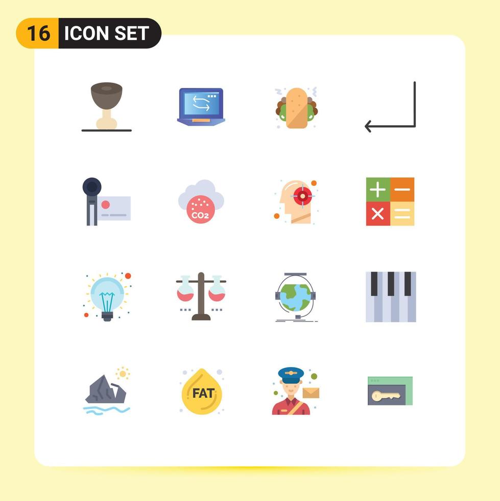 16 kreativ ikoner modern tecken och symboler av video kamera handycam snabb mat digital kamera stiga på redigerbar packa av kreativ vektor design element