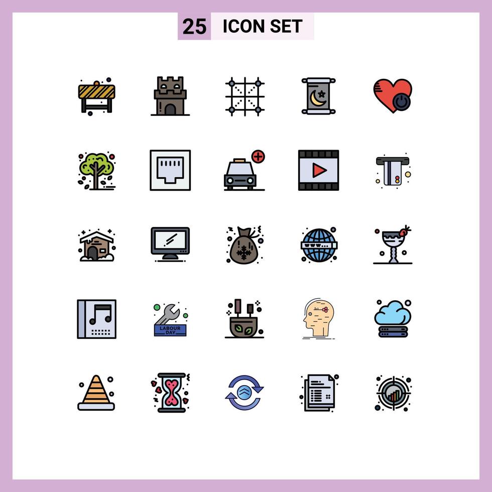 uppsättning av 25 modern ui ikoner symboler tecken för stänga av inbjudan korthus ramadan programmering redigerbar vektor design element