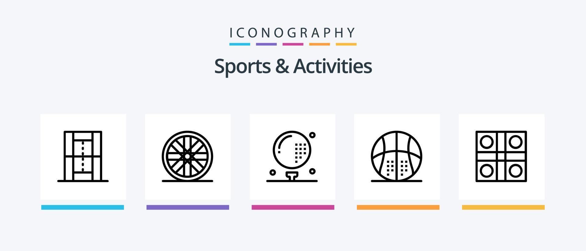 Sport und Aktivitäten Linie 5 Icon Pack inklusive Spiel. Leichtathletik. Mannschaft. Aktivitäten. Ludo-Spiel. kreatives Symboldesign vektor