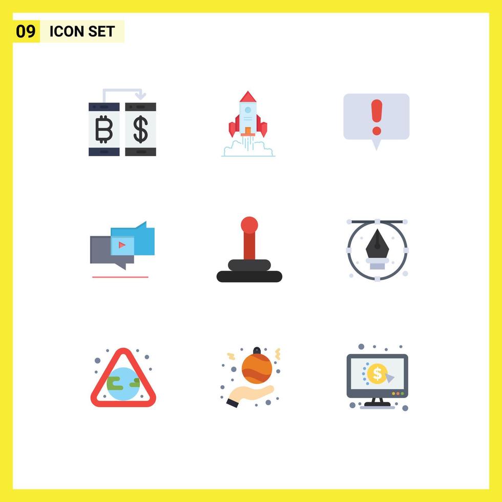 Stock Vector Icon Pack mit 9 Zeilenzeichen und Symbolen für virales Marketing-Launch-Marketing-Gespräch editierbare Vektordesign-Elemente