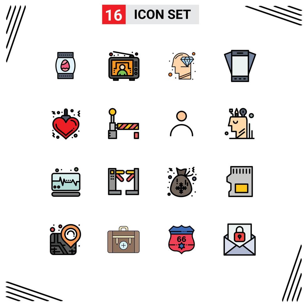 grupp av 16 modern platt Färg fylld rader uppsättning för jul smartphone diamant telefon enhet redigerbar kreativ vektor design element