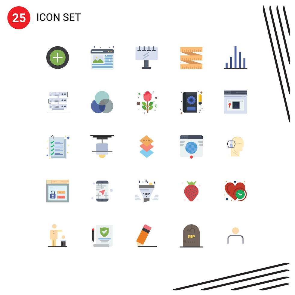 Stock Vector Icon Pack mit 25 Linienzeichen und Symbolen für Server-Graph-Sign-Analytics-Messung editierbare Vektordesign-Elemente