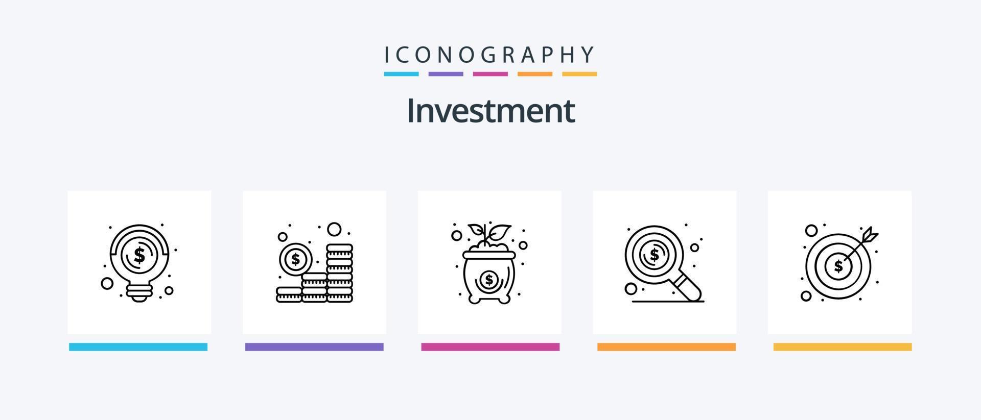 investering linje 5 ikon packa Inklusive pengar. global. budget uppskatta. skydda. skydd. kreativ ikoner design vektor