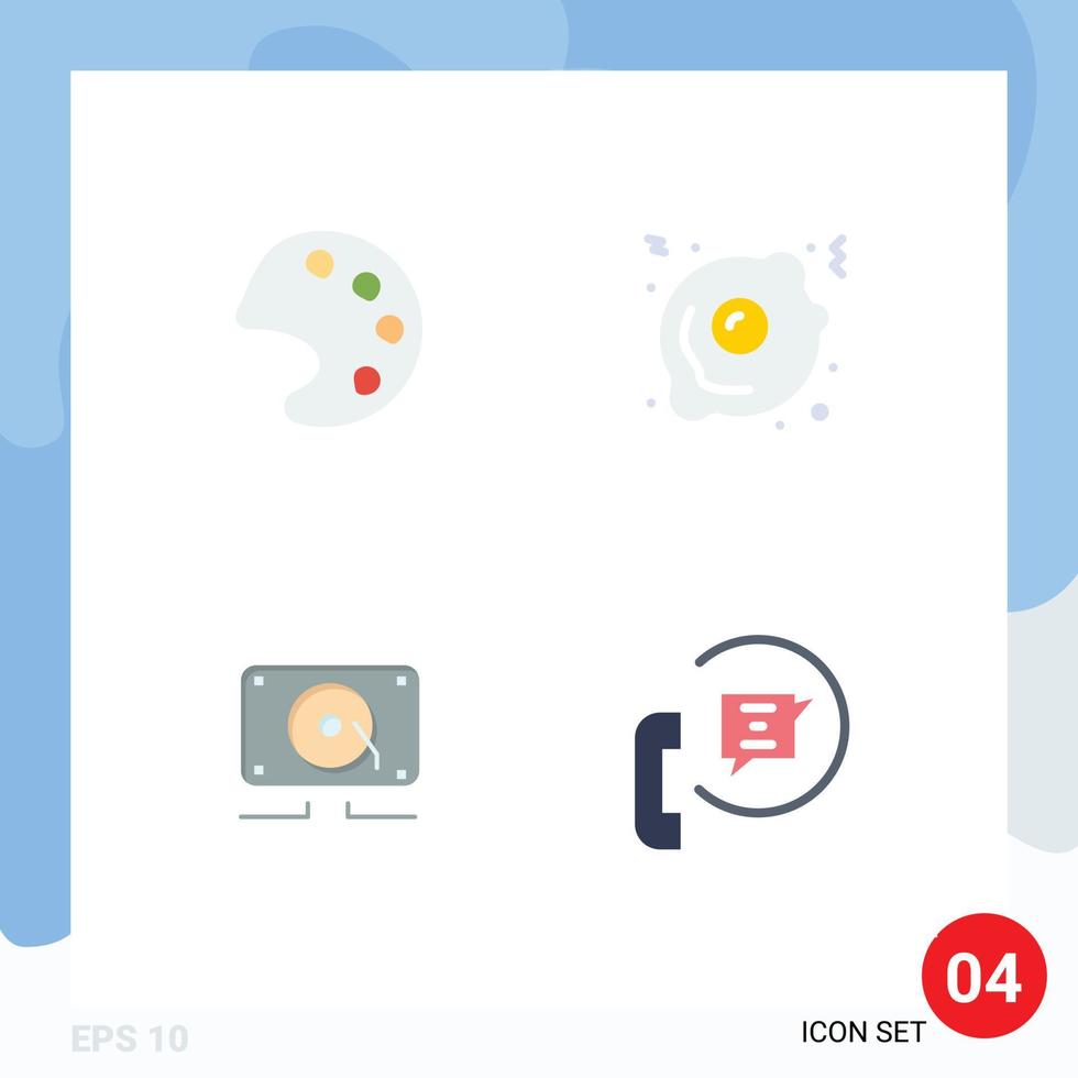 4 universell platt ikoner uppsättning för webb och mobil tillämpningar Färg högt friterad ägg musik Kontakt redigerbar vektor design element