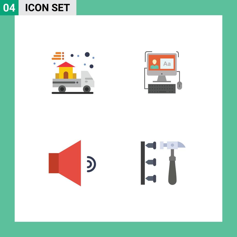 4 kreativ ikoner modern tecken och symboler av leverans högtalare verklig programvara skruva redigerbar vektor design element