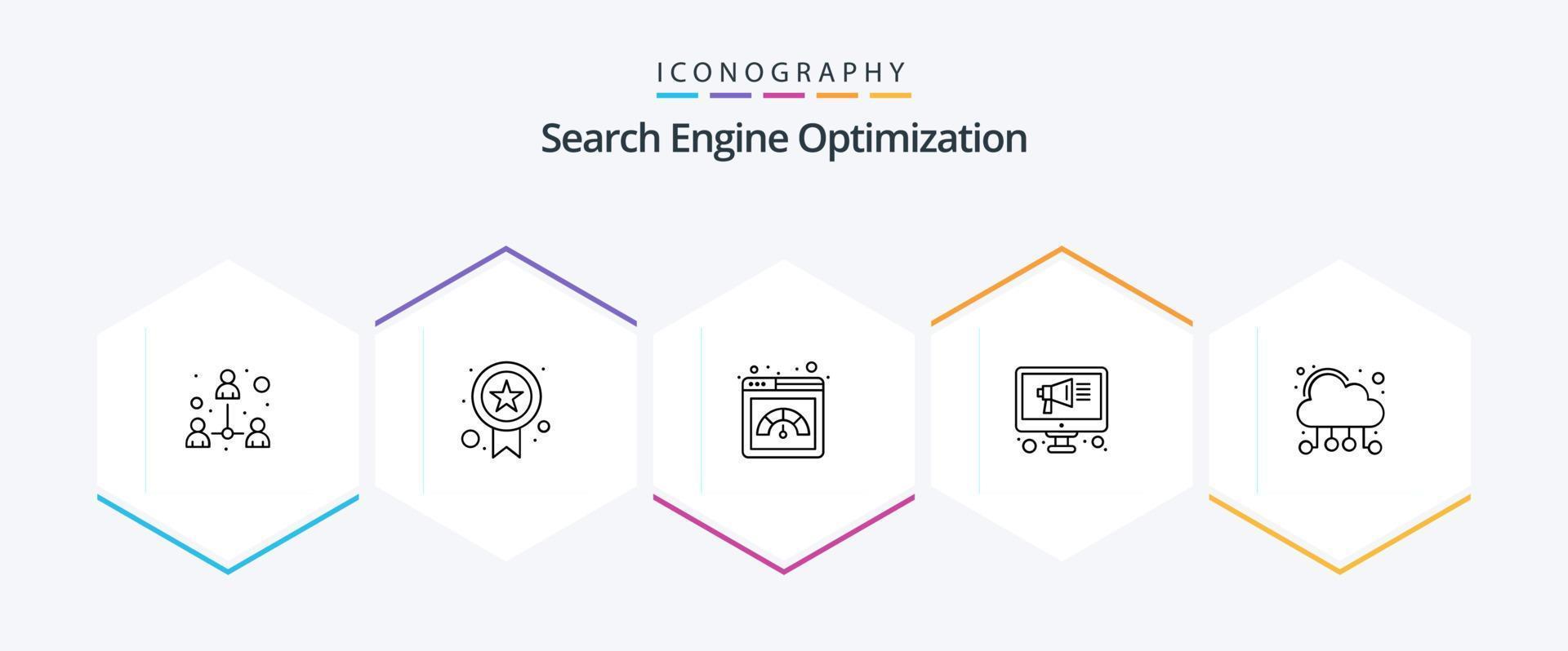 seo 25 linje ikon packa Inklusive nätverk. moln. meter. uppkopplad. digital vektor