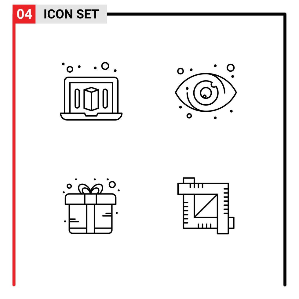 4 kreative Symbole moderne Zeichen und Symbole des Laptops präsentieren bearbeitbare Vektordesign-Elemente des Zielfeld-Erntewerkzeugs vektor