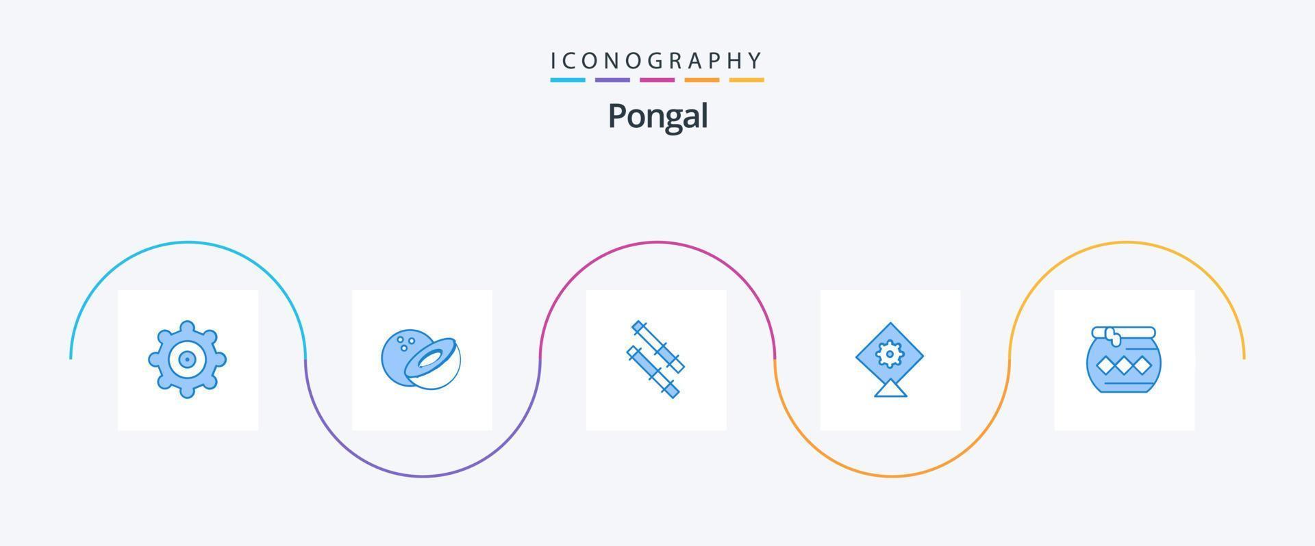 Pongal Blue 5 Icon Pack inklusive . Topf. Festival vektor