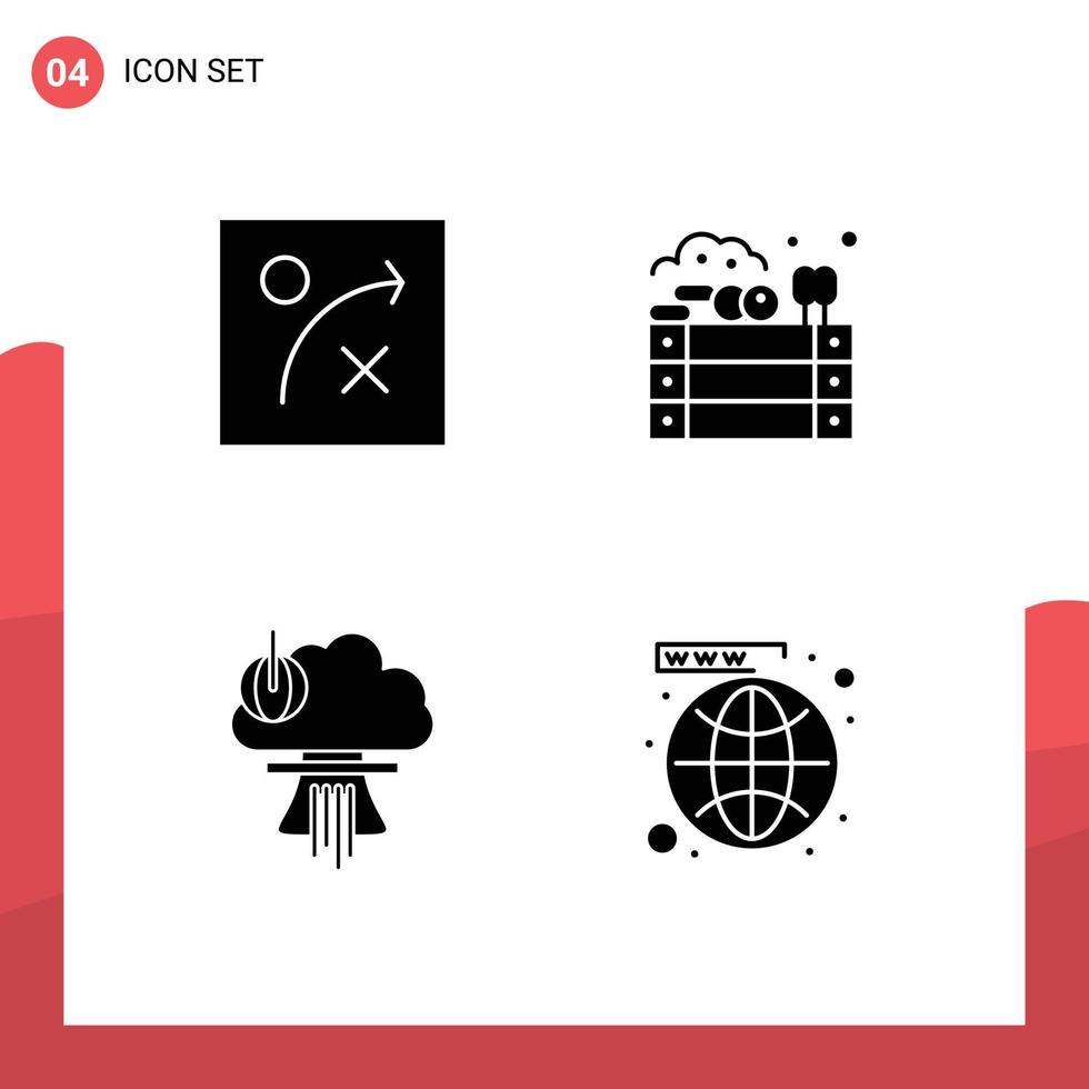 modern uppsättning av 4 fast glyfer pictograph av algoritm särskild äpplen bomba media redigerbar vektor design element