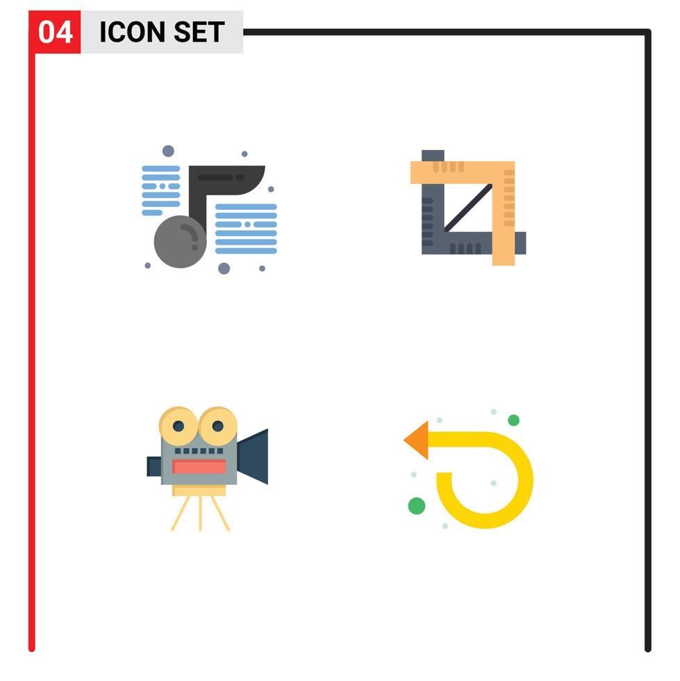 platt ikon packa av 4 universell symboler av musik movi skola design verktyg utbildning redigerbar vektor design element