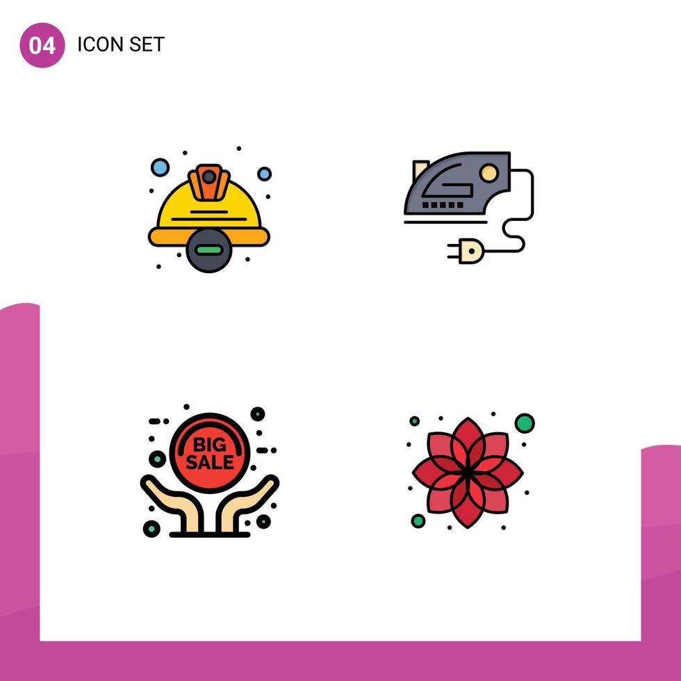 modern uppsättning av 4 fylld linje platt färger pictograph av keps stor försäljning säkerhet Hem försäljning annons redigerbar vektor design element