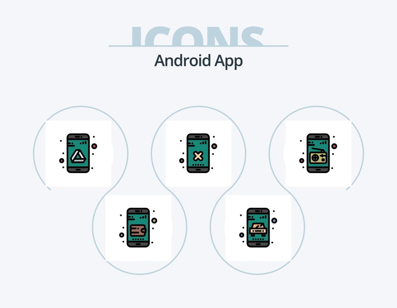 Android-App-Linie gefüllt Icon Pack 5 Icon-Design. schmucklos. Lagerung. Laufwerk suchen. Google. App vektor