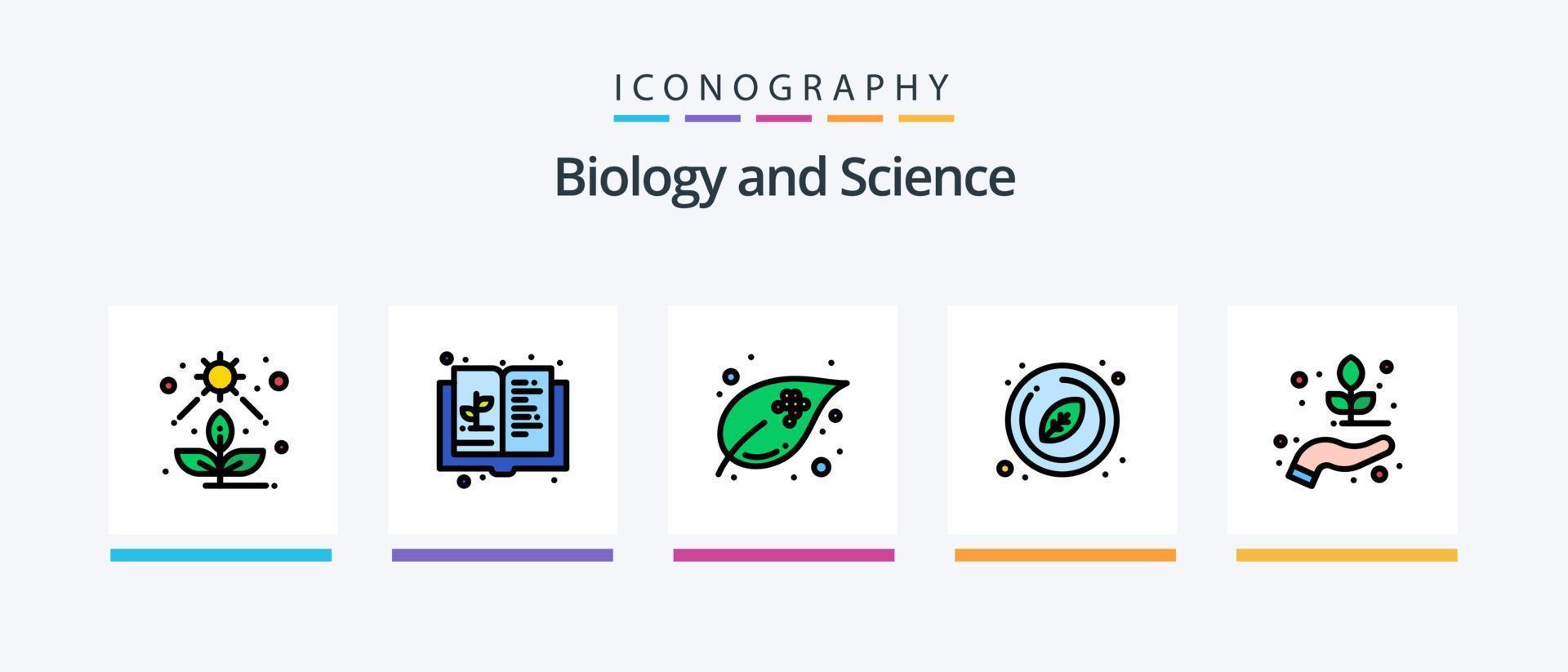 Biologielinie gefüllt 5 Icon Pack inklusive Drop. Virus. Biologie. Wissenschaft. Atom. kreatives Symboldesign vektor