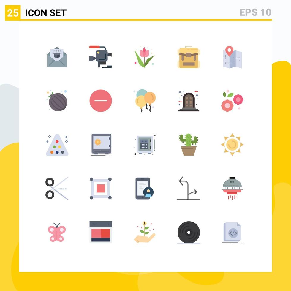 modern uppsättning av 25 platt färger pictograph av Karta vandring dekoration dragkedja väska redigerbar vektor design element