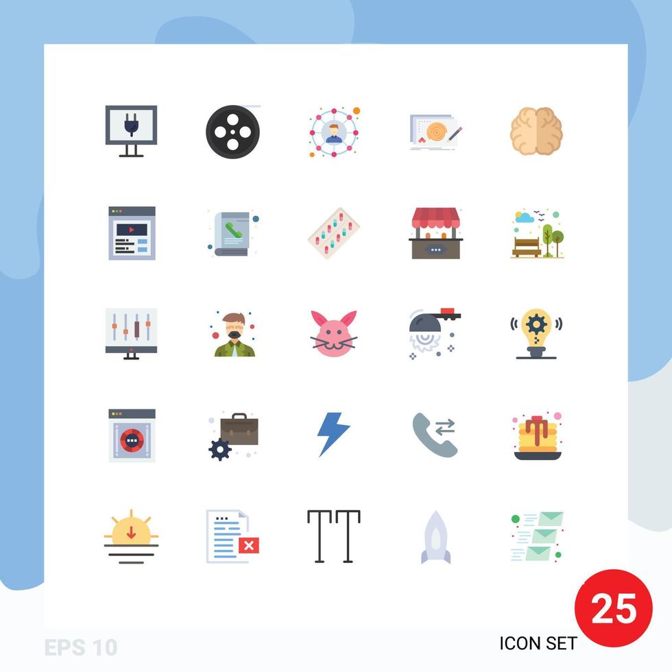 platt Färg packa av 25 universell symboler av utbildning spel social komplett design redigerbar vektor design element