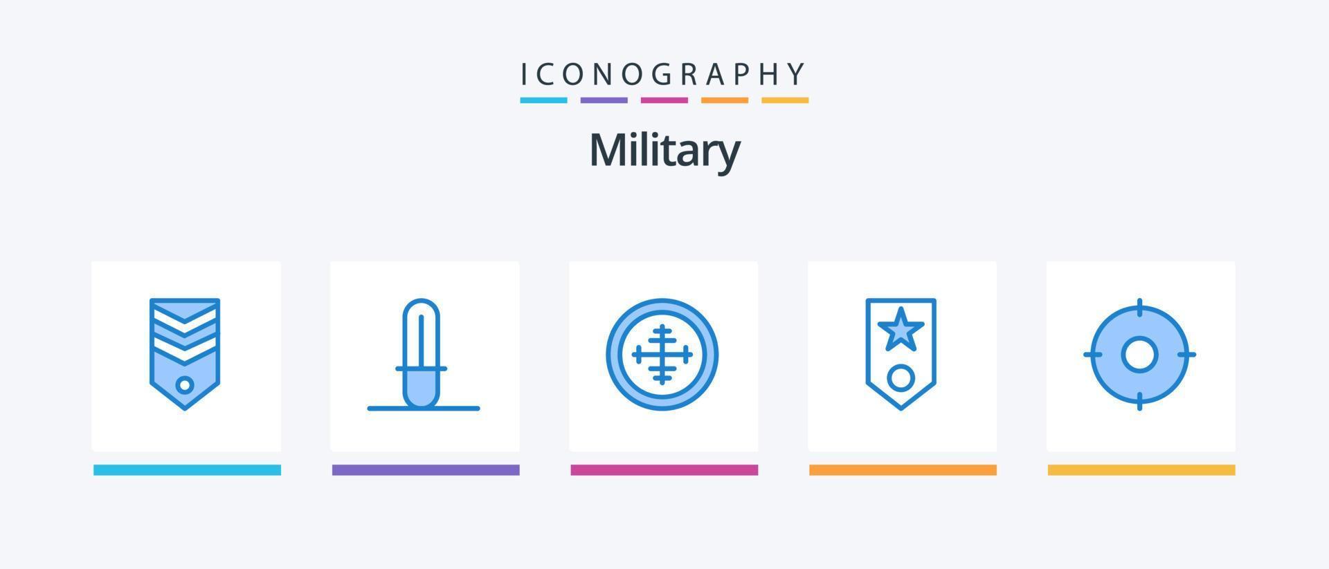 militärblau 5 Icon Pack inklusive Stern. einer. Heer. Militär. Ziel. kreatives Symboldesign vektor