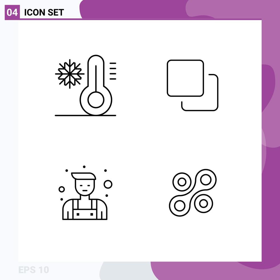 satz von 4 modernen ui-symbolen symbole zeichen für klimaschlosser temperatur vierfach radium editierbare vektordesignelemente vektor