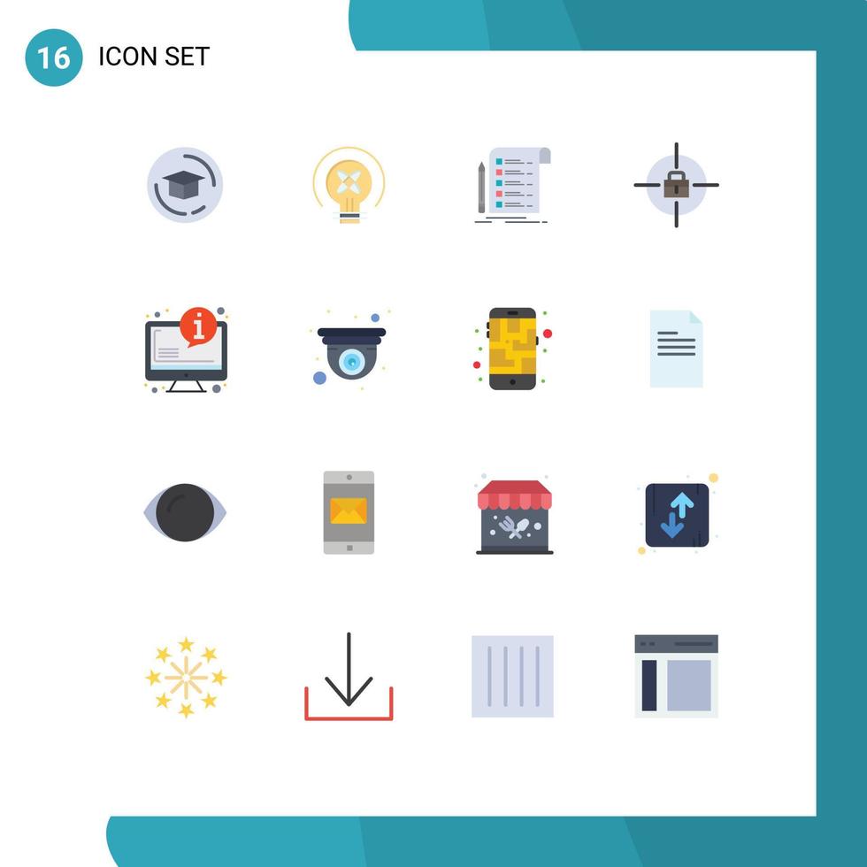 Aktienvektor-Icon-Paket mit 16 Zeilenzeichen und Symbolen für Infosystem-Berichtserfolge Ziel editierbares Paket kreativer Vektordesign-Elemente vektor