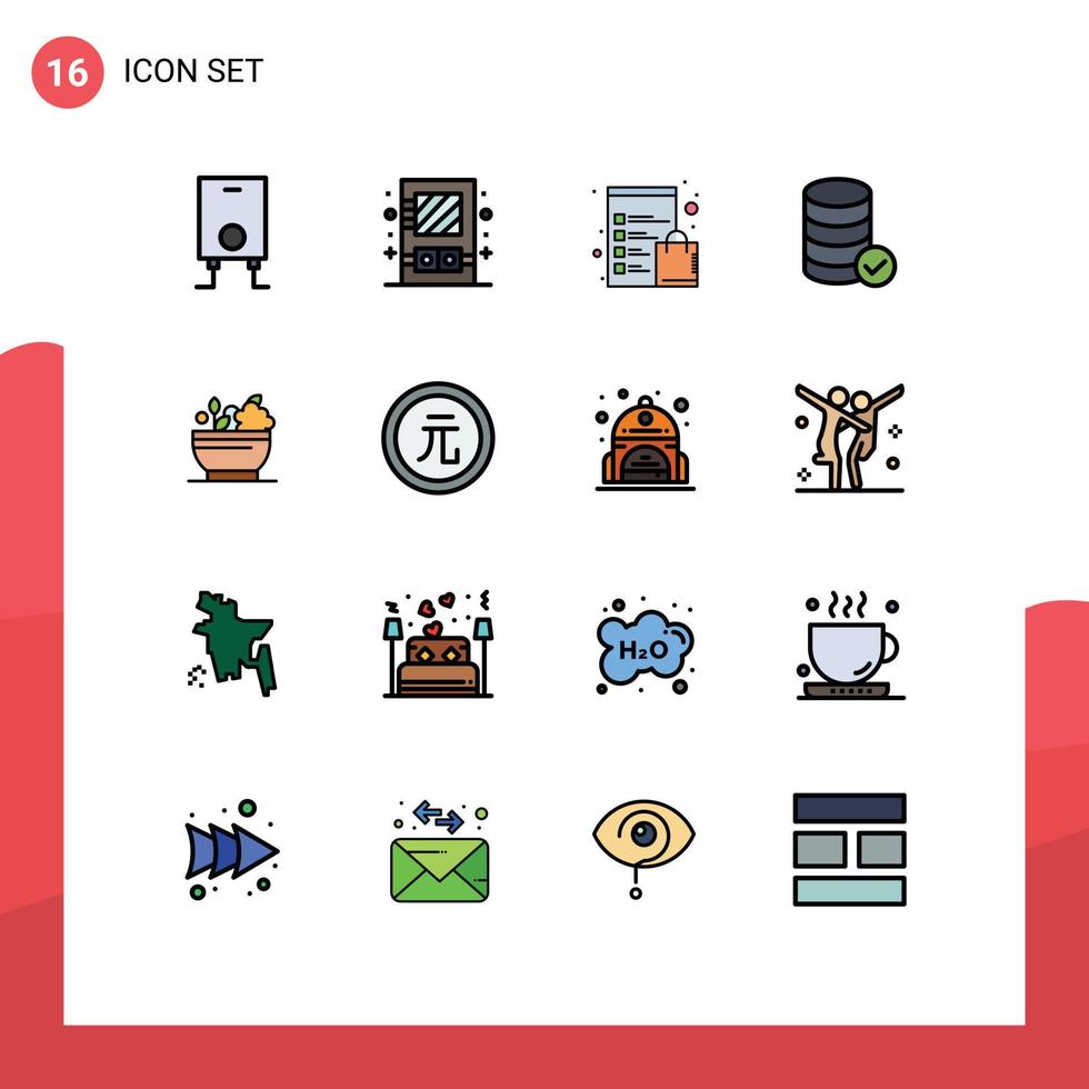 piktogram uppsättning av 16 enkel platt Färg fylld rader av naturlig ört- Urklipp webb säkerhet redigerbar kreativ vektor design element