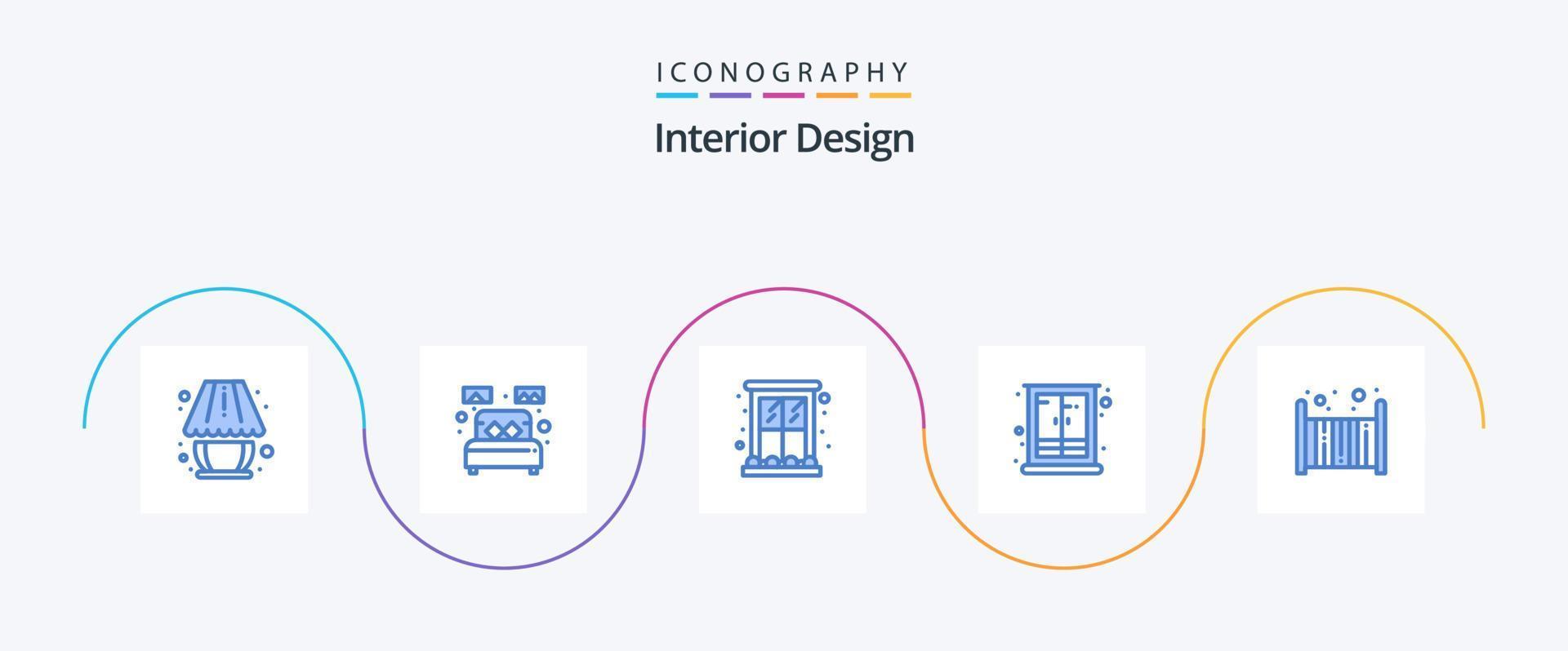 Interior Design Blue 5 Icon Pack inklusive Kleiderschrank. Möbel. Zuhause dekorieren. Schrank. Heimat vektor