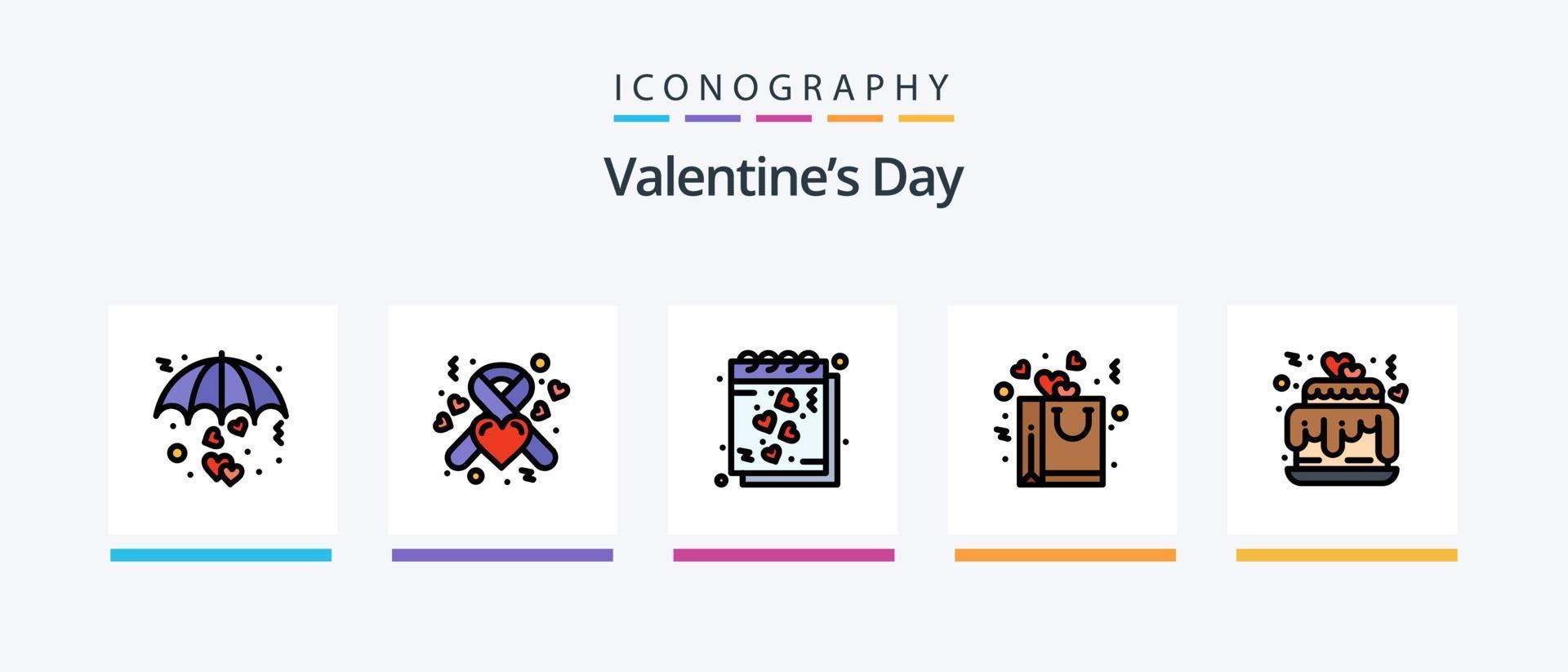 Valentinstag Linie gefüllt 5 Icon Pack inklusive Herz. Spende. Valentinstag. Wohltätigkeit. Schleife. kreatives Symboldesign vektor