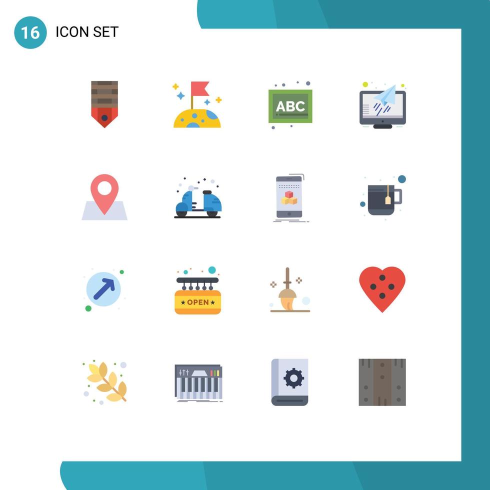 16 universell platt färger uppsättning för webb och mobil tillämpningar pekare skärm ABC läsare meddelande redigerbar packa av kreativ vektor design element