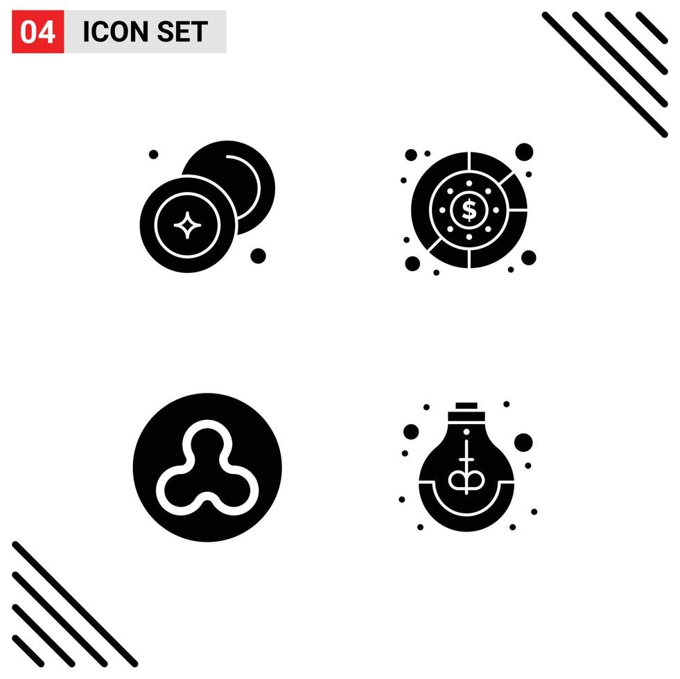 grupp av 4 fast glyfer tecken och symboler för kontanter krusning valuta Graf kryptovaluta redigerbar vektor design element