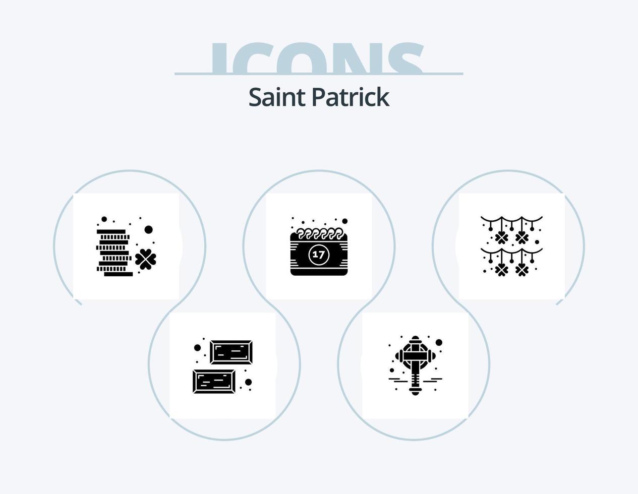 Saint Patrick Glyph Icon Pack 5 Icon Design. Kleeblatt. Veranstaltung. Münze. Datum. Patrick vektor