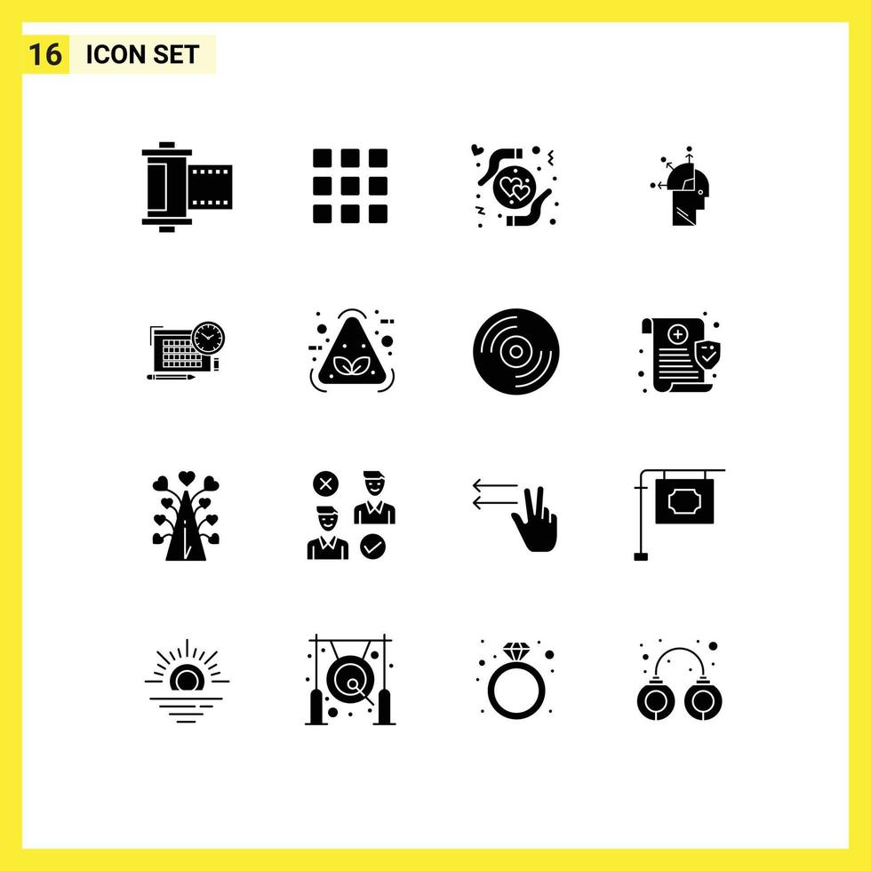 16 universell fast glyf tecken symboler av fil konst vård sinne programmering användare redigerbar vektor design element