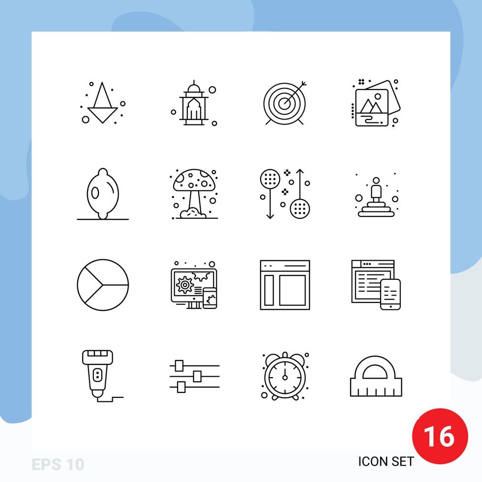 16 användare gränssnitt översikt packa av modern tecken och symboler av citron- konst mål bild bild redigerbar vektor design element