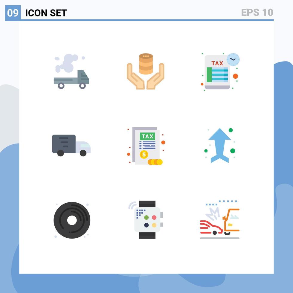 satz von 9 modernen ui-symbolen symbolzeichen für lkw lkw sichere lieferung steuer editierbare vektordesignelemente vektor