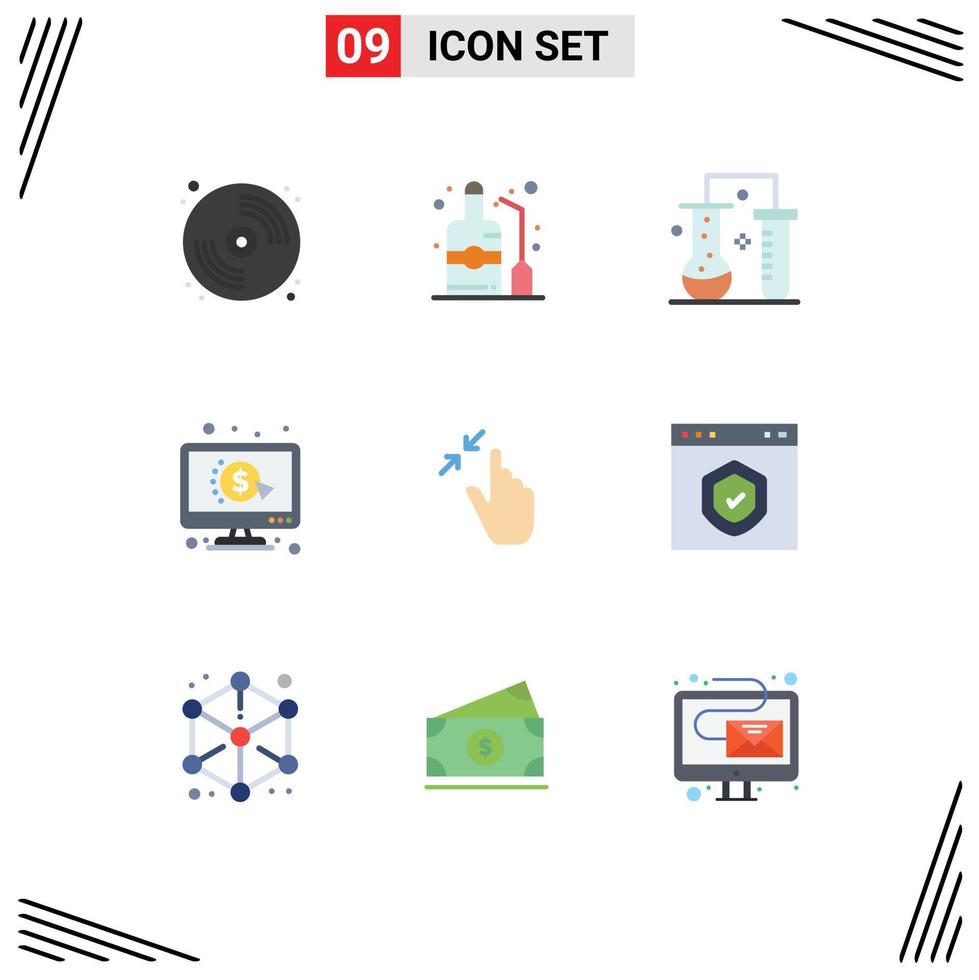 Stock Vector Icon Pack mit 9 Zeilen Zeichen und Symbolen für Vertrag pro chemische Wissenschaft bezahlen wissenschaftliche Forschung editierbare Vektordesign-Elemente
