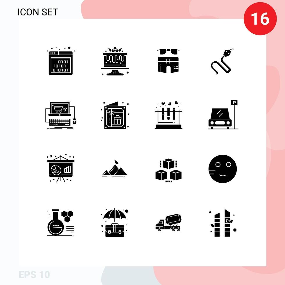 universell ikon symboler grupp av 16 modern fast glyfer av vagn Indien badsvit kobra Byxor redigerbar vektor design element