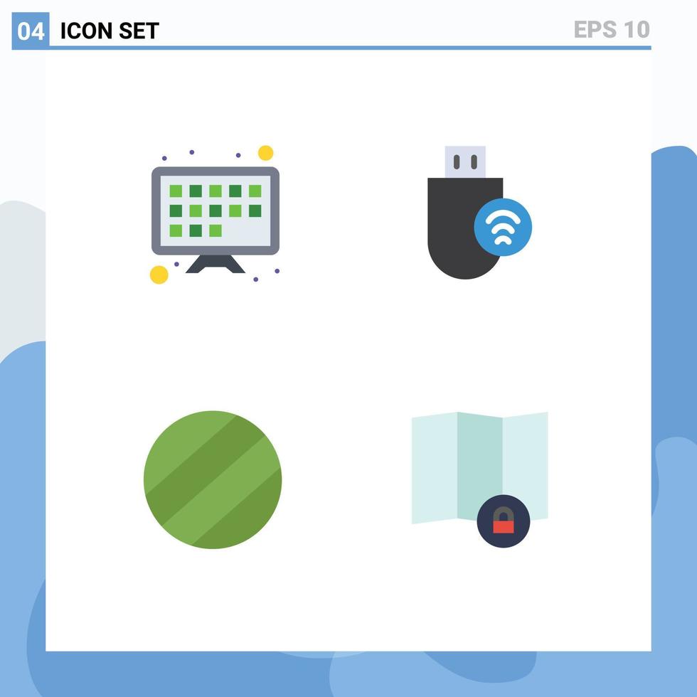 användare gränssnitt packa av 4 grundläggande platt ikoner av internet plats datorer signal Karta redigerbar vektor design element