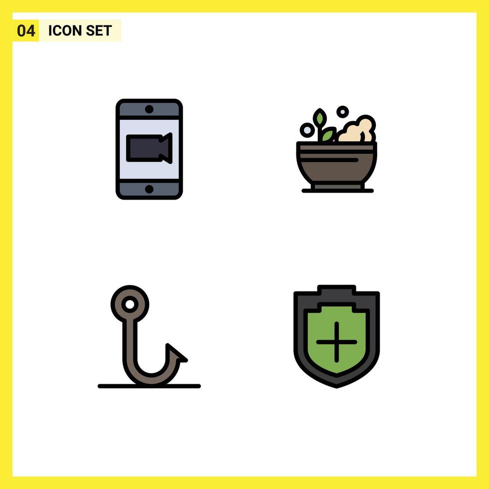 4 kreativ ikoner modern tecken och symboler av mobil krok sjukhus soppa plus redigerbar vektor design element