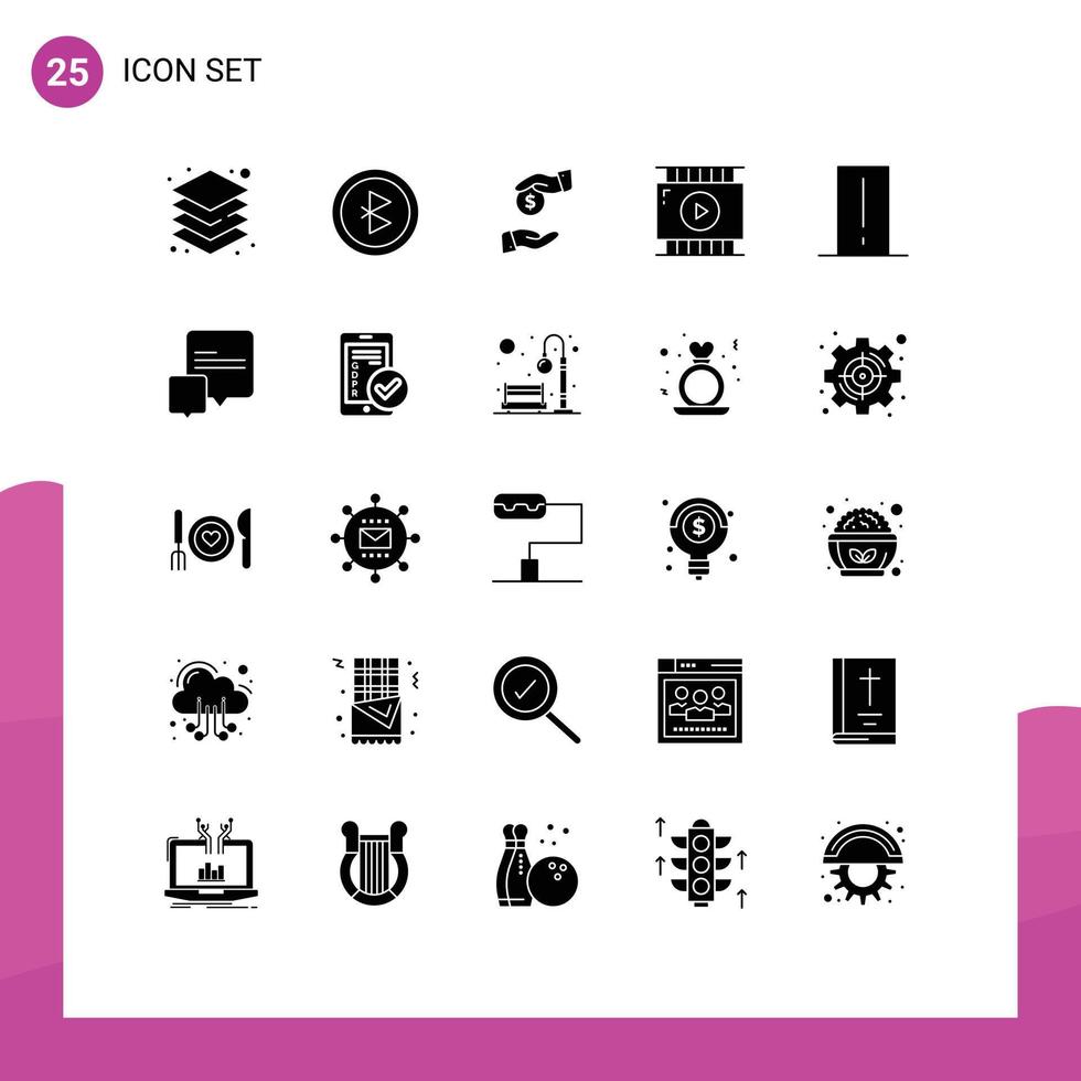 satz von 25 modernen ui-symbolen symbole zeichen für elektronik biologie meter bestechung videodesign journalist video editierbare vektordesignelemente vektor