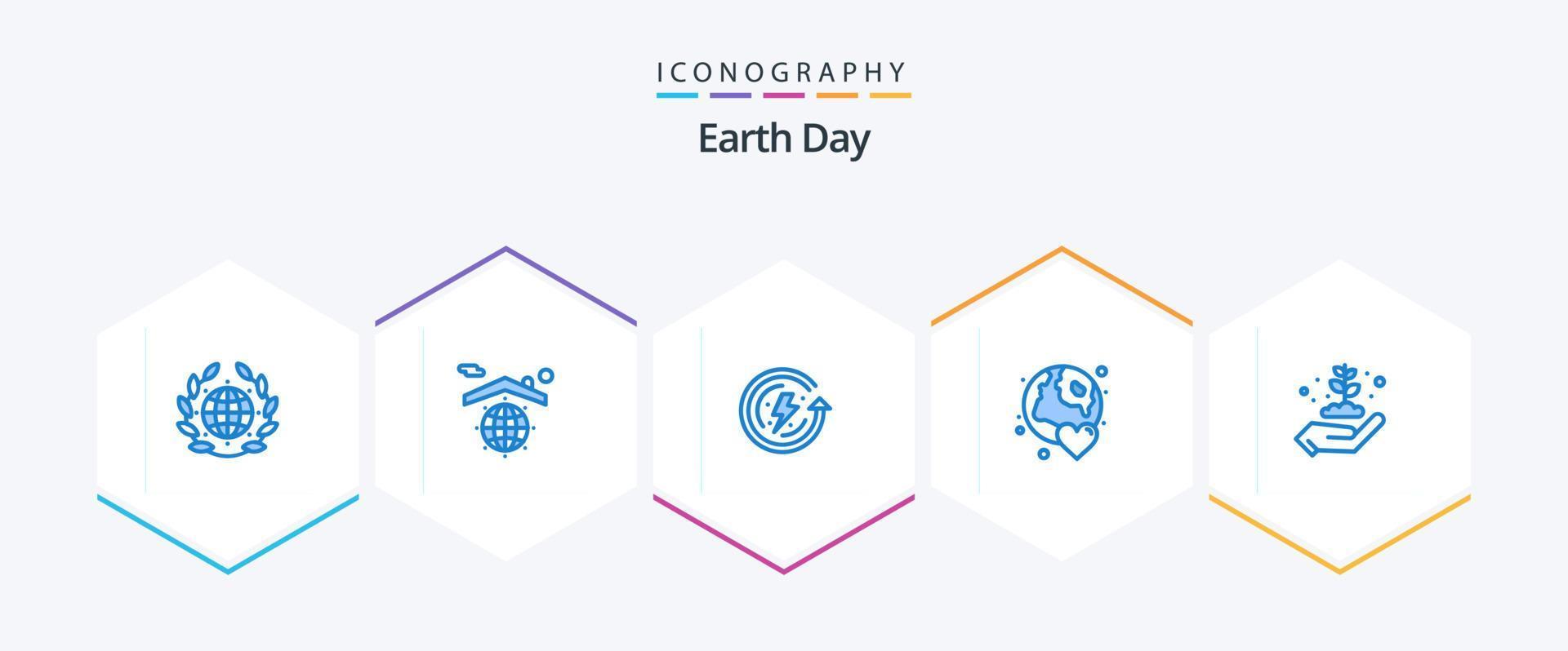 jord dag 25 blå ikon packa Inklusive jord dag. kärlek. jord dag. värld. jord vektor