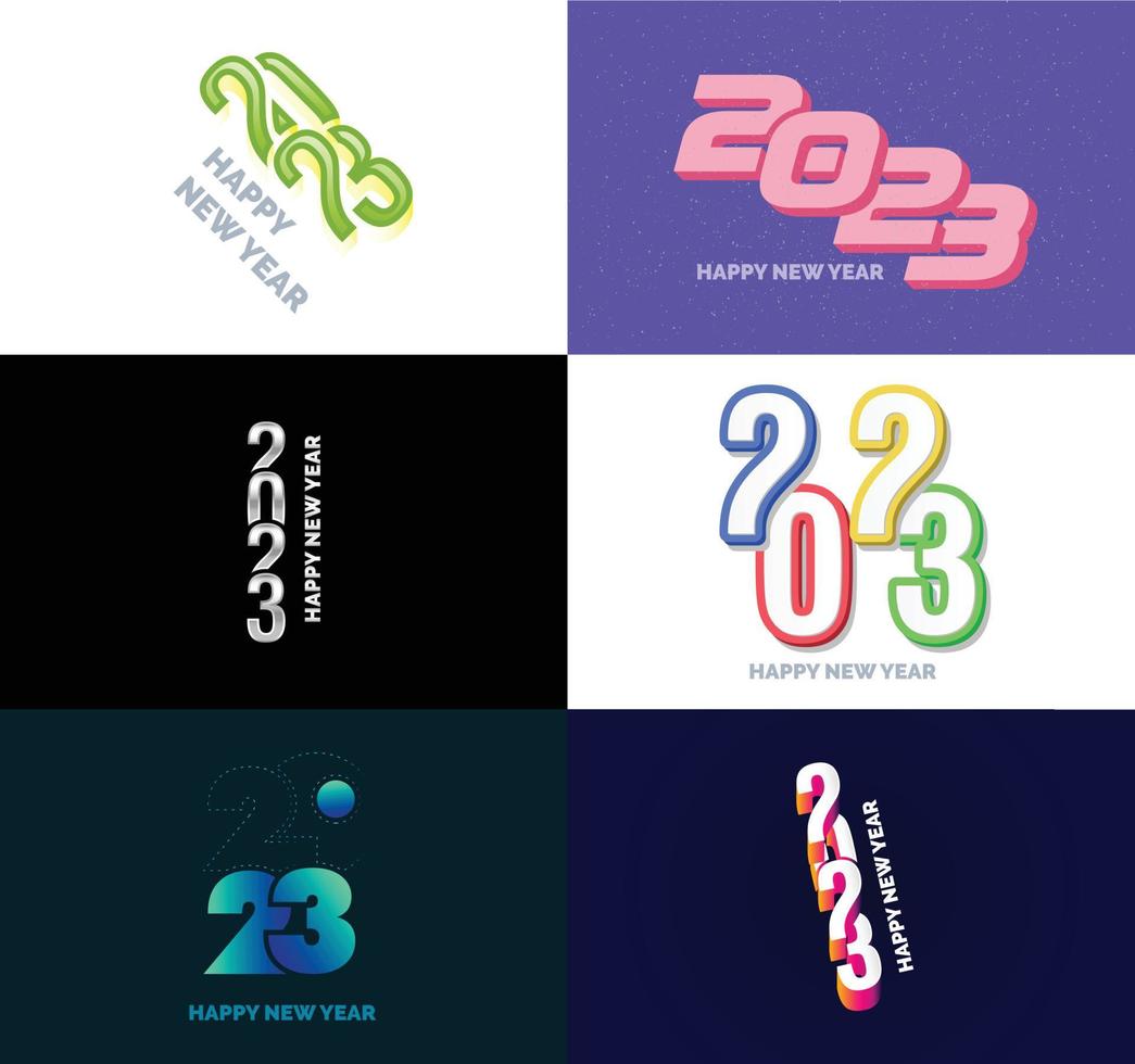 große reihe von 2023 frohes neues jahr logo text design 2023 zahlenentwurfsvorlage vektor